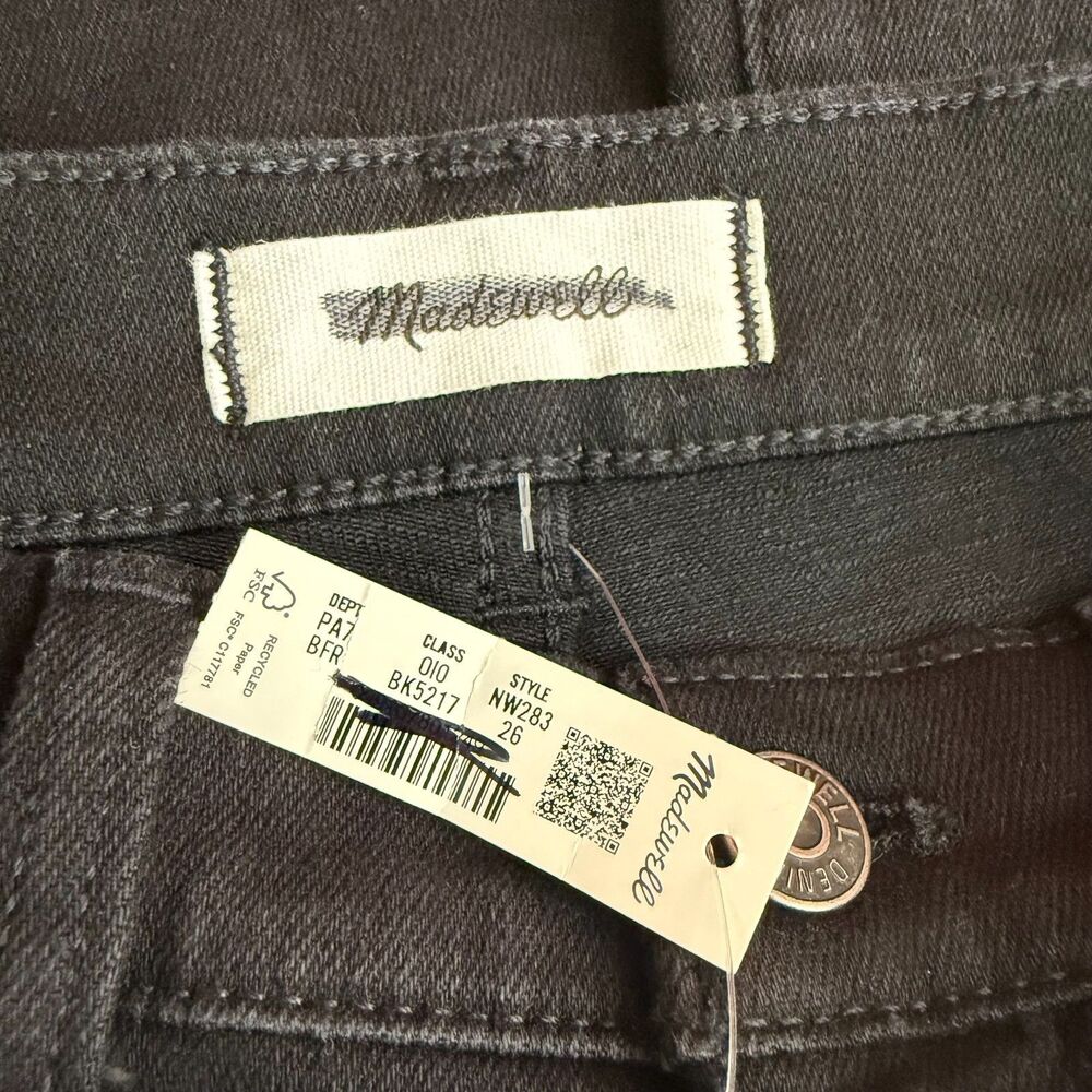 MADEWELL The Pencil Jean 26 Black Frost Slim Straight Super Stretch NWT B83 - Picture 5 of 6